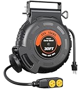 DEWENWILS 20 Amp Retractable Extension Cord Reel, 2500W Heavy Duty Power Cord Reel, 10AWG/3C SJTW...