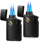 Torch Lighter 2 Pack Windproof Dual Jet Flame Refillable Butane Lighters | Adjustable Flame, Comp...