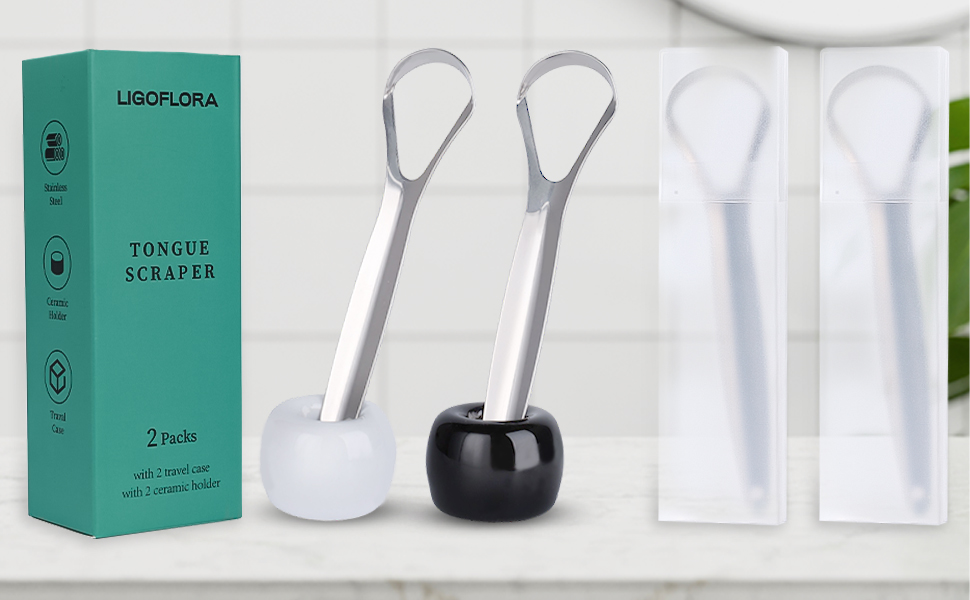 tongue scraper with gift box and travel box