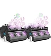 2000W Fog Machine, 3 in 1 Fog Bubble Machine with 2 Bubble Fans, 7 CH RGB 18 LED Lights Smoke Bub...
