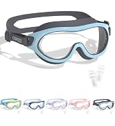 COPOZZ Kids Swim Goggles for 6-14, Wide View Swimming Goggles No Leak Anti Fog UV Protection Yout...