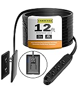 CABOCASA 12FT Ultra Flat Plug Extension Cord Power Strip with 3 Outlets, Patented Detachable Ultr...