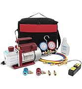 Complete Refrigerant Recharging Kit Tools with 4.5CFM Vacuum Pump HVAC, 5ft AC R134 R22 Manifold ...