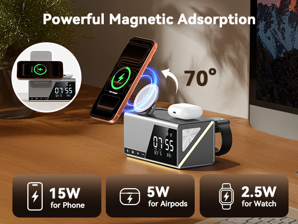 alarm clock with wireless charging iphone alarm clock docking station Charging station with clock
