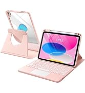 Harvopu for iPad 10th/11th Generation A16 Case with Keyboard, 360 Rotation Detachable Cover with ...