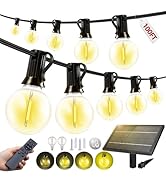 FUANXIEI 100FT Solar Lights Outdoor Waterproof: G40 30M Shatterproof Bulbs Patio Lights - Solar P...