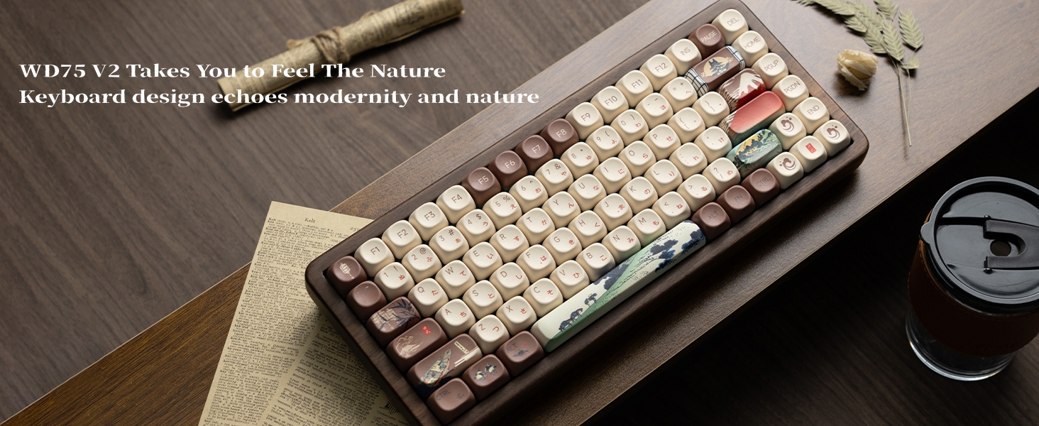 75% Wireless Mechanical Keyboard with QMK/VIA, WD75 V2 Retro Creamy Gaming Keyboard