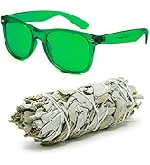 GloFX Mindfulness Kit - (1) Green Color Therapy Glasses (1) White Sage Bundle - Smudge Stick Ener...