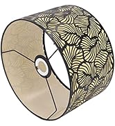 E27/E14 Hollow Lampshade(Black),with Yellow Lining, Leaf Shape Pattern,Strong Light Filtering,Eye...