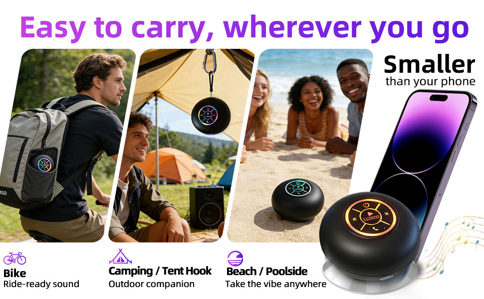 Luzsco Bluetooth Shower Speaker with LED