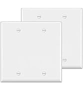 [2 Pack] BESTTEN 2-Gang No Device Blank Wall Plate, H4.53” x W4.57”, Standard Size, Unbreakable P...
