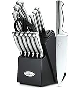 Marco Almond KYA28 Kitchen Knife Set, 14 Pieces Stainless Steel Cutlery Knives Sets for Kitchen ...
