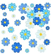 32Pcs 4 Sizes Daisy Flower Iron on Patches, Cute Blue Embroidered Floral Applique Patches for Clo...