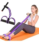 Resistance Bands with Handles, 6-Tube Elastic Foot Pedal Resistance Bands, Natural Rubber Ankle P...