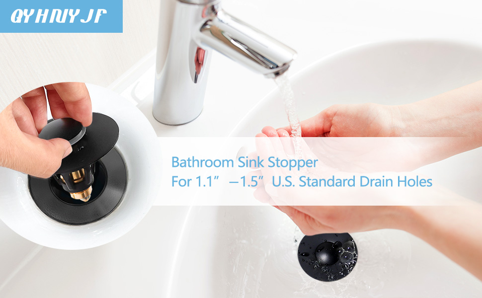Universal Bathroom Sink Stopper Matte Black