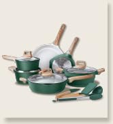 Country Kitchen Pots and Pans Set Nonstick, Cast Aluminum Kitchen Cookware Set with Utensils, 14 ...