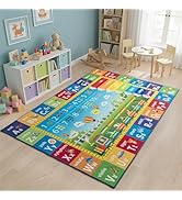 ST. BRIDGE Educational Kids Rug for Playroom 4x6 Feet, Non Slip Play Mat with ABC Alphabet, Numbe...