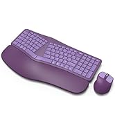 MK960 Ergonomic Wireless Keyboard Mouse Combo, Bluetooth/2.4G Split Design Keyboard with Palm Res...