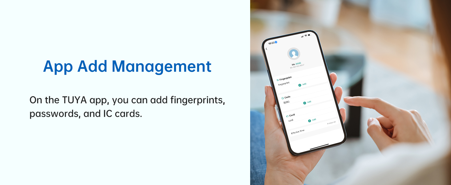 Add fingerprint/password/card via APP
