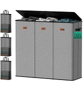 MECINFUL Laundry Hamper 3 Compartment 185L, Large Laundry Hamper with Lid and 3 Inner Bags, Dirty...
