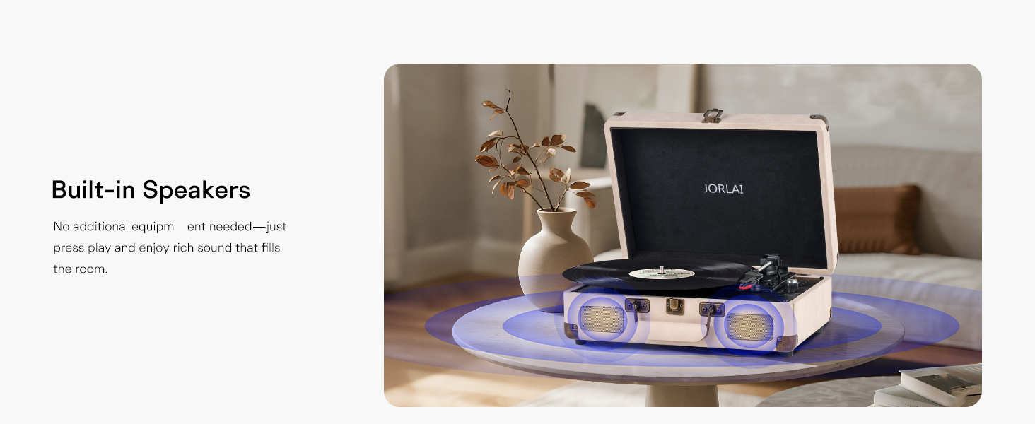 Portable Bluetooth Record Player with USB Playback Rechargeable Battery