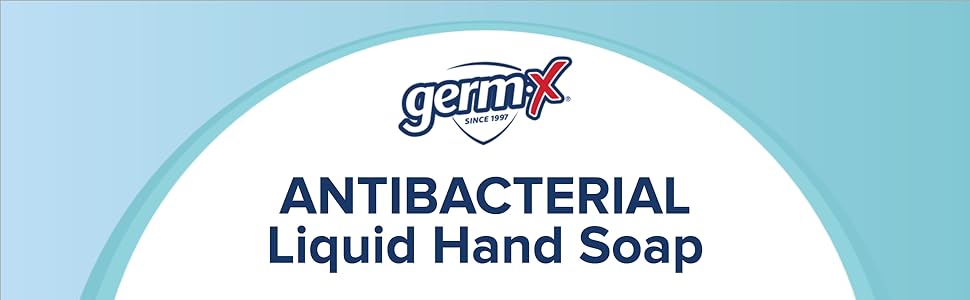 Germ X liquid hand soap with pump wash cleaning bathroom, office, kitchen, school
