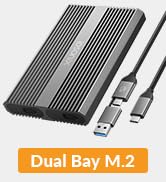 iDsonix Dual-Bay M.2 Enclosure for 2 x M.2 NVMe SSDs 10Gbps Fast Speed Aluminum Stripe Anti-Heat ...