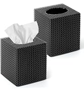 2 Pack Black Tissue Box Cover, Square Modern Facial Acrylic Tissue Holder, Decorative Cube Napkin...