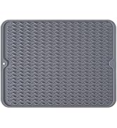 Silicone Dish Drying Mat, Non-Slip Easy Clean Sink Mat Large Heat-resistant Dish Drainer Mat for ...