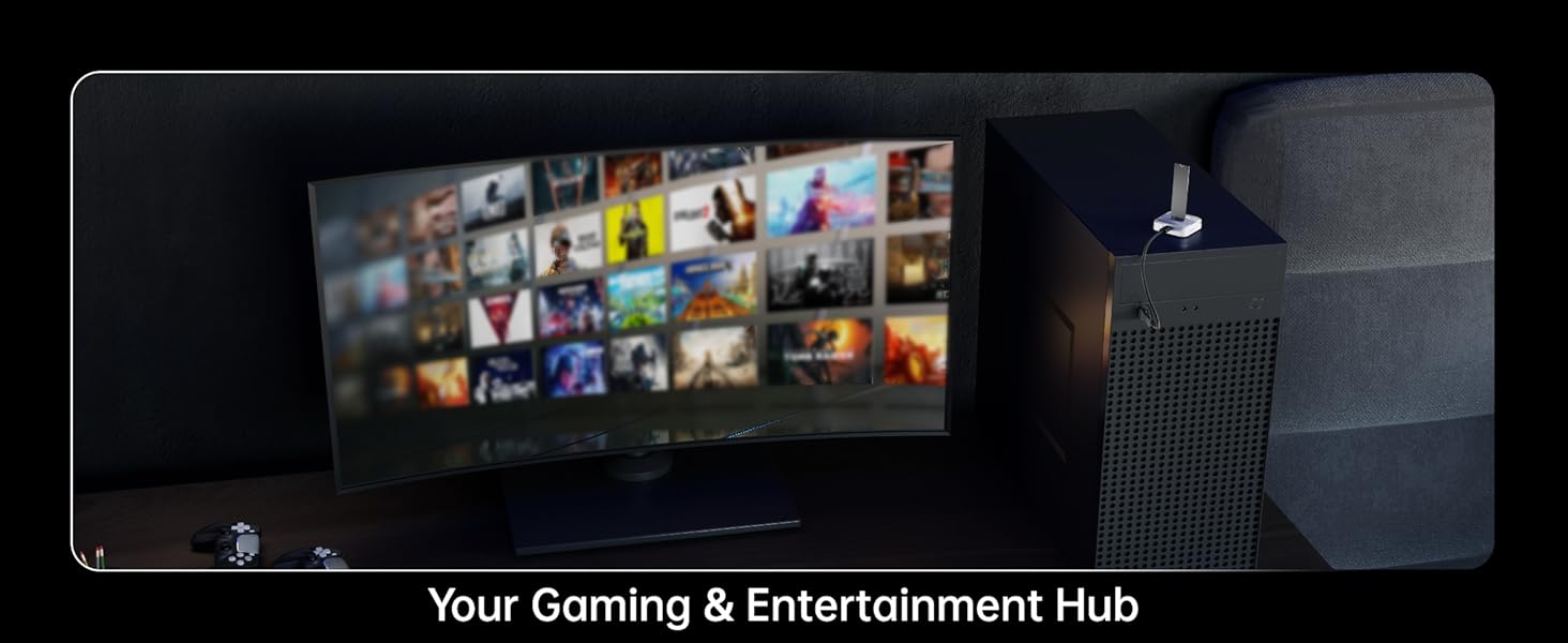 External M.2 SSD docking station for PS5 and Xbox console gaming library expansion.