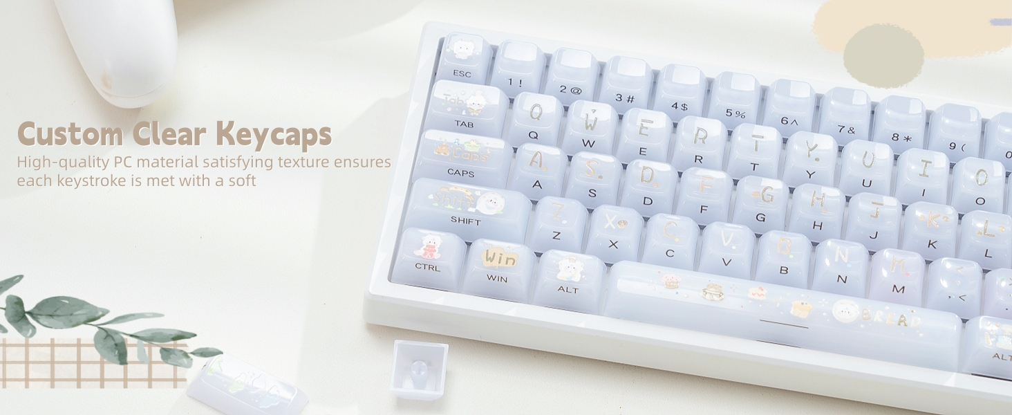 Keyboard Keycaps Jelly, White Ceramic Keycaps Style, Cake Sheep Key cap
