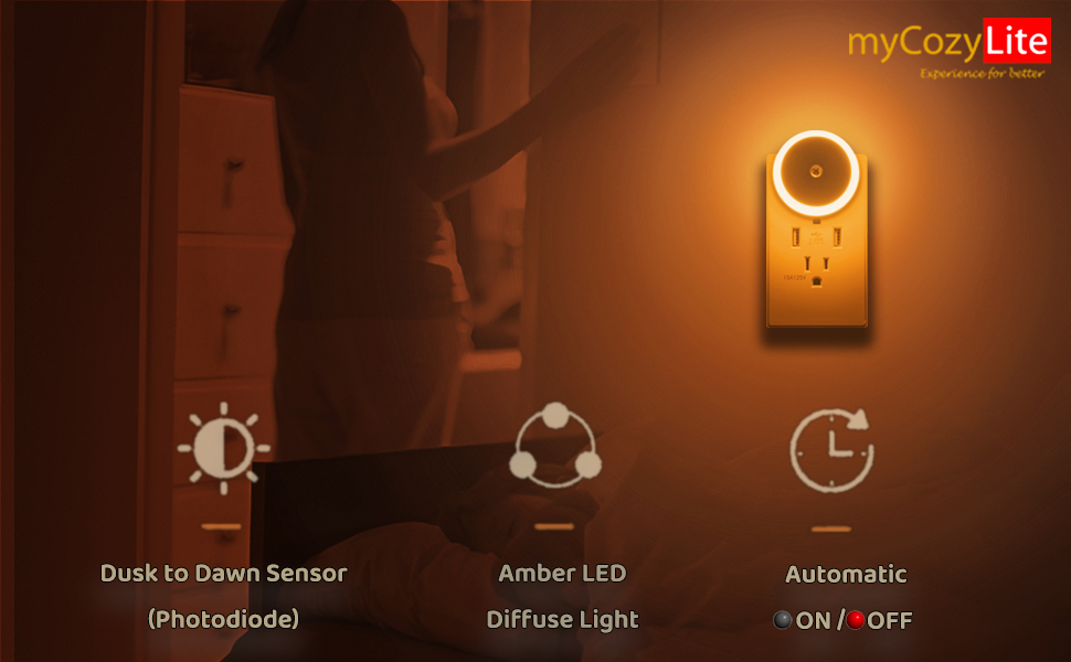 amber yellow gold plug in nigh light plug into wall dusk to dawn