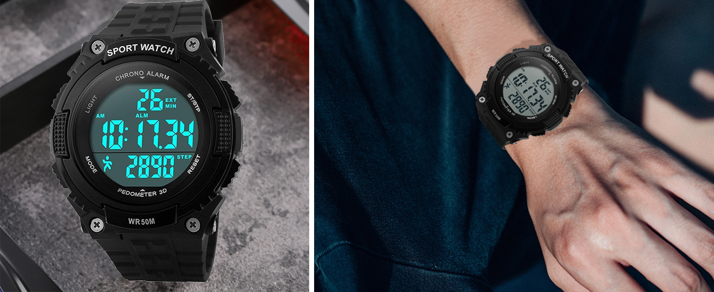 Unisex Pedometer Watches Military Multifunctional