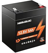 NebuQuic 12V 5Ah LiFePO4 Lithium Battery, Built in 7A BMS,Low-Temp Protection, 3000+ Deep Cycle 1...