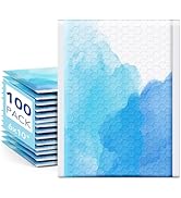 Fuxury Bubble Mailers 6x10" Blue Watercolor Small Padded Envelopes 100 Pack Usable Size 6x9" Stro...