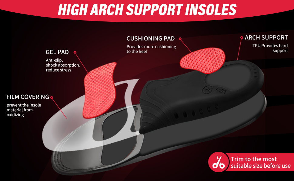 Plantar Fasciitis Insoles Men High Arch Support Insoles for Women Men