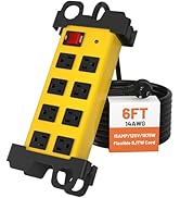 Heavy Duty Metal Power Strip, 6FT Long Extension 2700J Cord Surge Protector, Wall Mount Plug Acce...