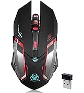VEGCOO Wireless Gaming Mouse, C8 Silent Click Wireless Rechargeable Mouse with Colorful LED Light...