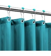 Eazzier Bath Waterproof Fabric Shower Curtain or Liner with Bottom Weight,72"x72" Teal Strip Soft...