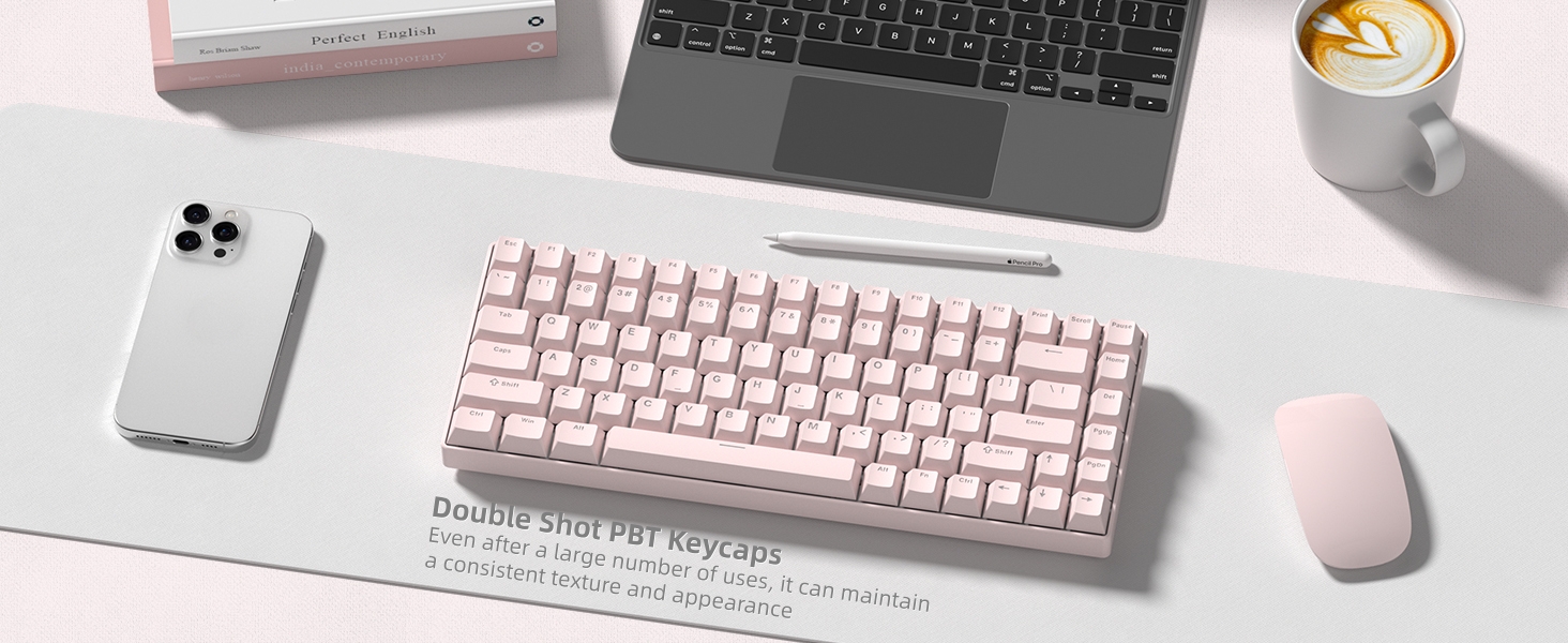 Womier Pink Shine Through Keycaps, PBT Keyboard Keycaps Cherry Profile, Custom Keycap