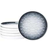 Eglaf 6'' Ceramic Small Appetizer Plates - Porcelain Gradient Water Wave Embossed Texture - Desse...
