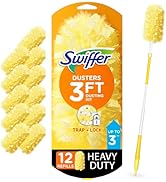 Swiffer Duster Heavy Duty 3 ft Extended Handle Dusting Kit (1 Duster, 12 Refills)