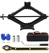 2T Scissor Jack for Car Tool Kit,Heavy Duty Car Tire Changing Kit for Automotive Lifting with Rat...