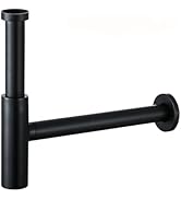 RANDOM Brass Round Bottle P Trap 1-1/4,Adjustable Basin Sink Waste Drain P-Trap Kit,Matte Black P...