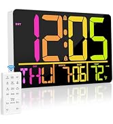 PERSUPER 13" Large Digital Wall Clock with Remote, RGB Color Changing, 25 Ringtones, 0-100% Auto/...