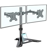 MOUNTUP Dual Monitor Stand - Freestanding & Height Adjustable Monitor Desk Mount, Steady VESA Mou...