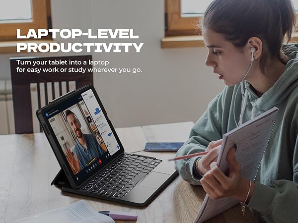 Laptop-like Typing Multi-touch Trackpad Backlit Stylus Holder for 11 Galaxy Tab A9+ Plus (2023)