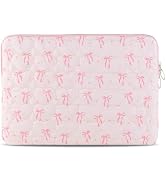CEUTNIZ Cute Bow Puffy Laptop Sleeve 13-15 Inch Cute Quilted Laptop Protective Case Padded Bow Co...