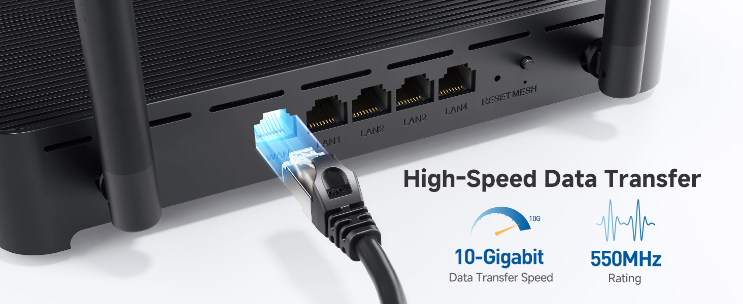 Durable Cat6A cable with gold-plated connectors for secure connections