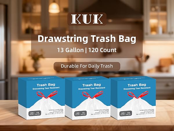 13 Gallon Drawstring Trash Bags